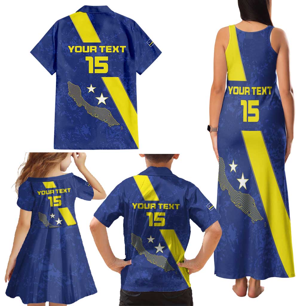 Custom Curacao Football Family Matching Tank Maxi Dress and Hawaiian Shirt Go La Familia Azul