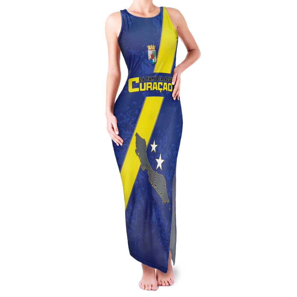 Custom Curacao Football Family Matching Tank Maxi Dress and Hawaiian Shirt Go La Familia Azul