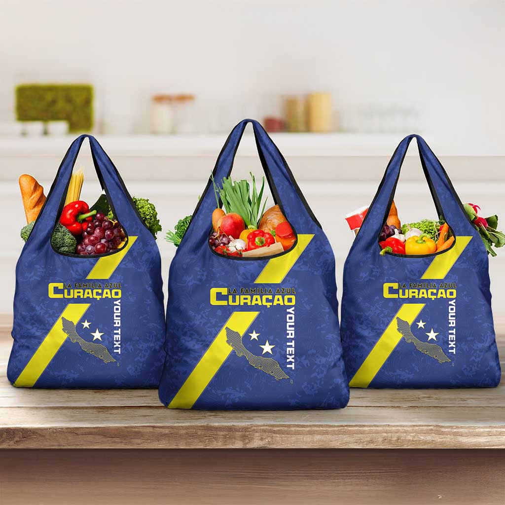Custom Curacao Football Grocery Bag Go La Familia Azul