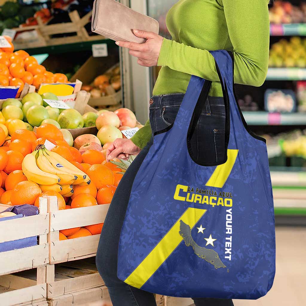 Custom Curacao Football Grocery Bag Go La Familia Azul