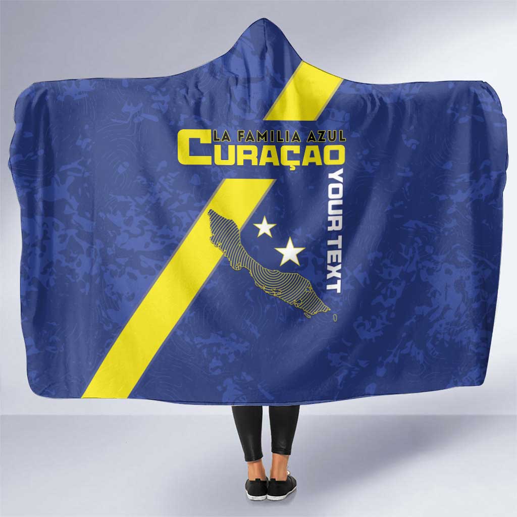 Custom Curacao Football Hooded Blanket Go La Familia Azul