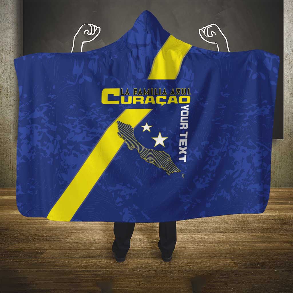 Custom Curacao Football Hooded Blanket Go La Familia Azul