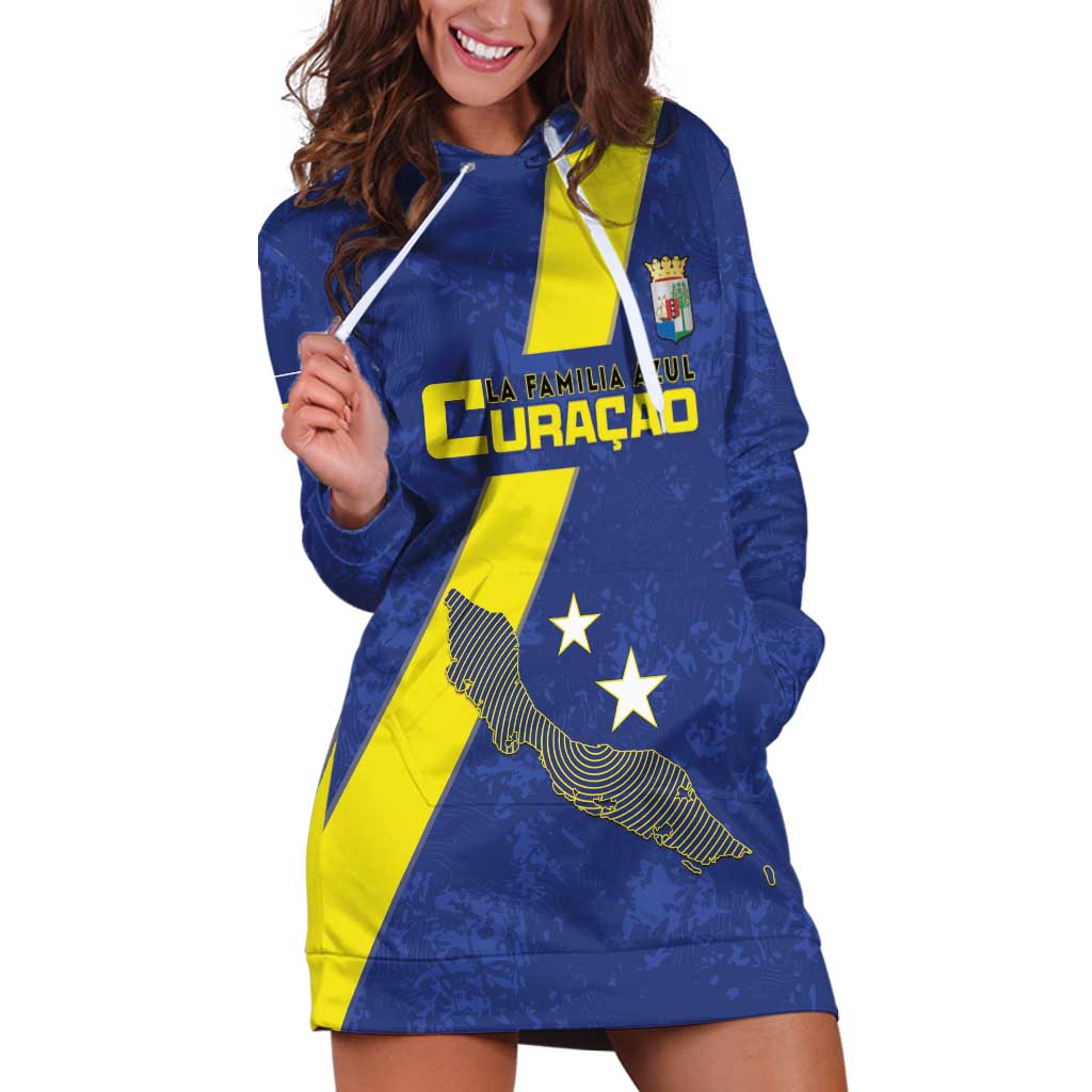 Custom Curacao Football Hoodie Dress Go La Familia Azul