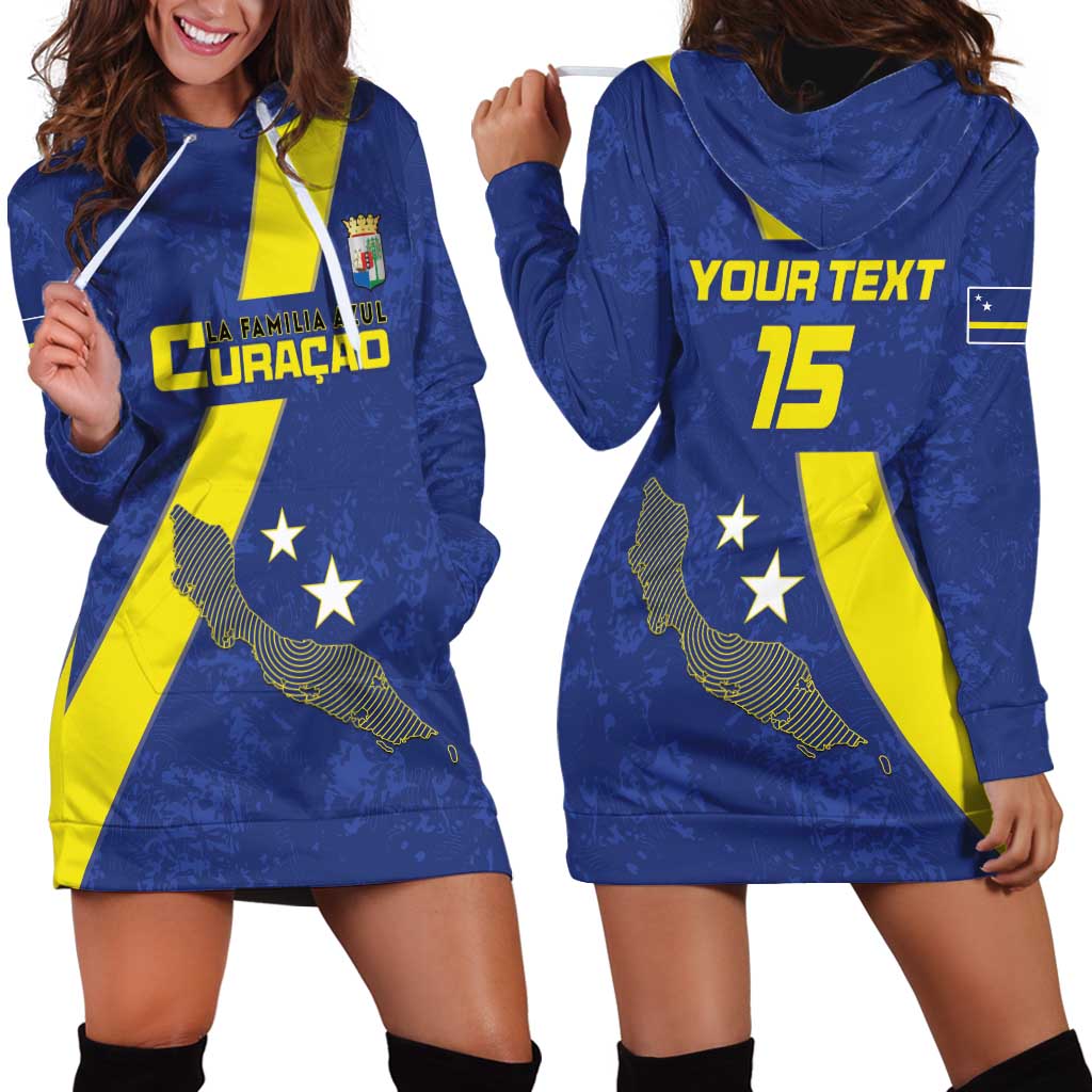 Custom Curacao Football Hoodie Dress Go La Familia Azul