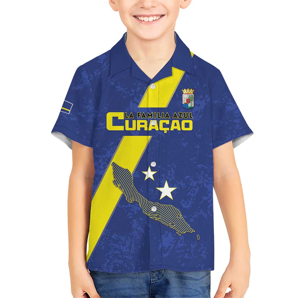 Custom Curacao Football Kid Hawaiian Shirt Go La Familia Azul