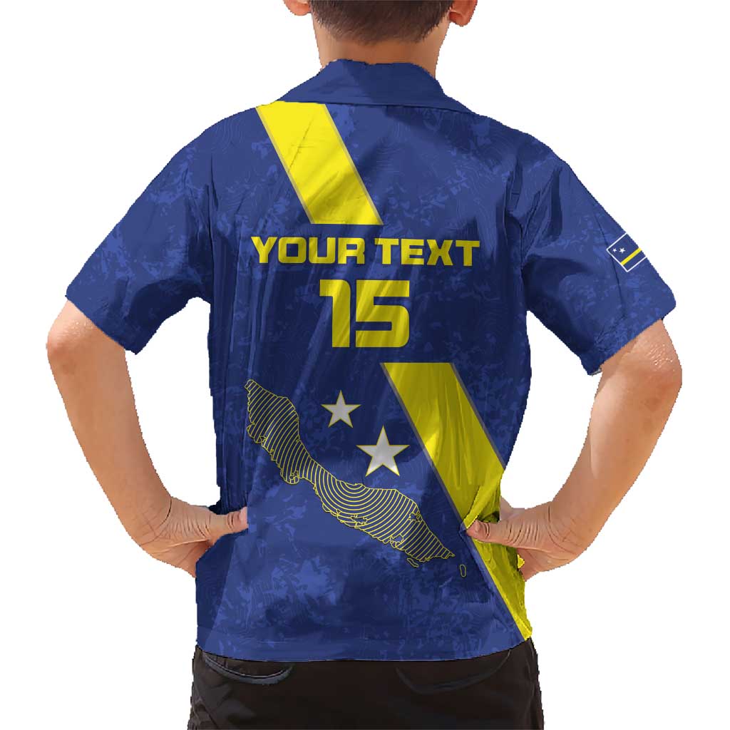 Custom Curacao Football Kid Hawaiian Shirt Go La Familia Azul