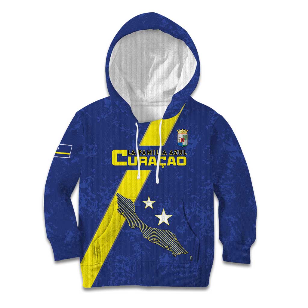 Custom Curacao Football Kid Hoodie Go La Familia Azul