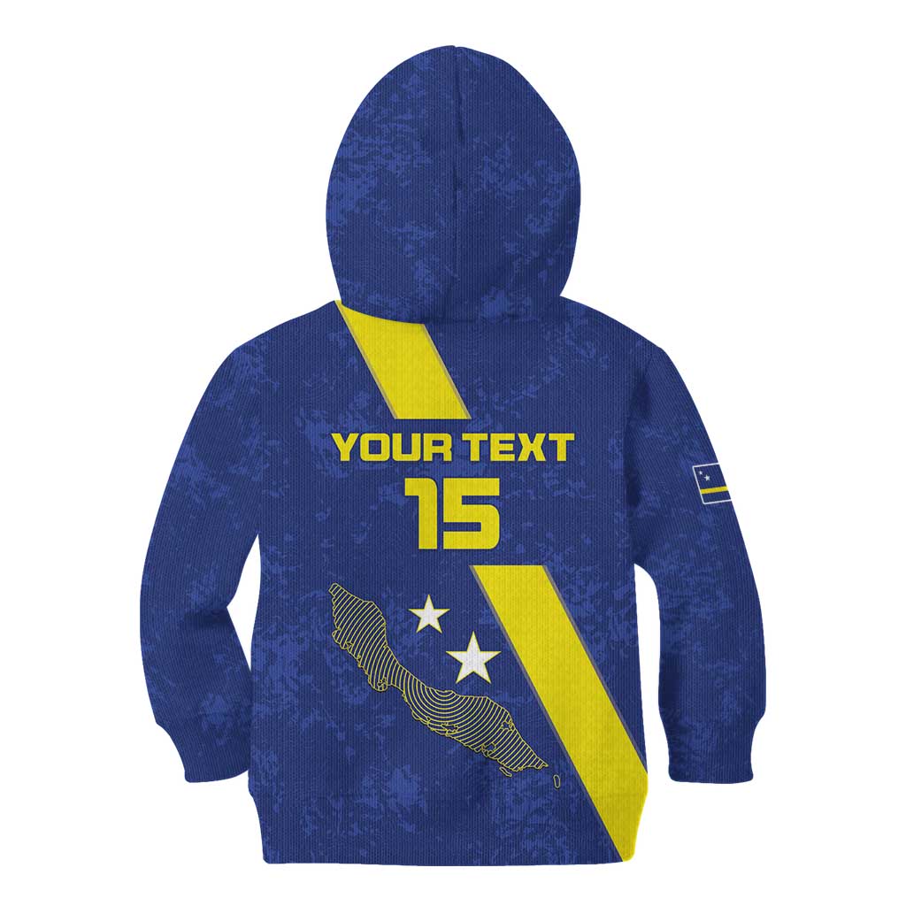 Custom Curacao Football Kid Hoodie Go La Familia Azul