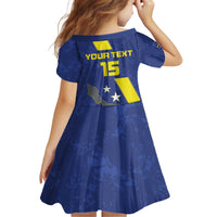 Custom Curacao Football Kid Short Sleeve Dress Go La Familia Azul
