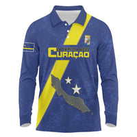 Custom Curacao Football Long Sleeve Polo Shirt Go La Familia Azul