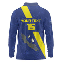 Custom Curacao Football Long Sleeve Polo Shirt Go La Familia Azul