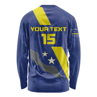 Custom Curacao Football Long Sleeve Shirt Go La Familia Azul