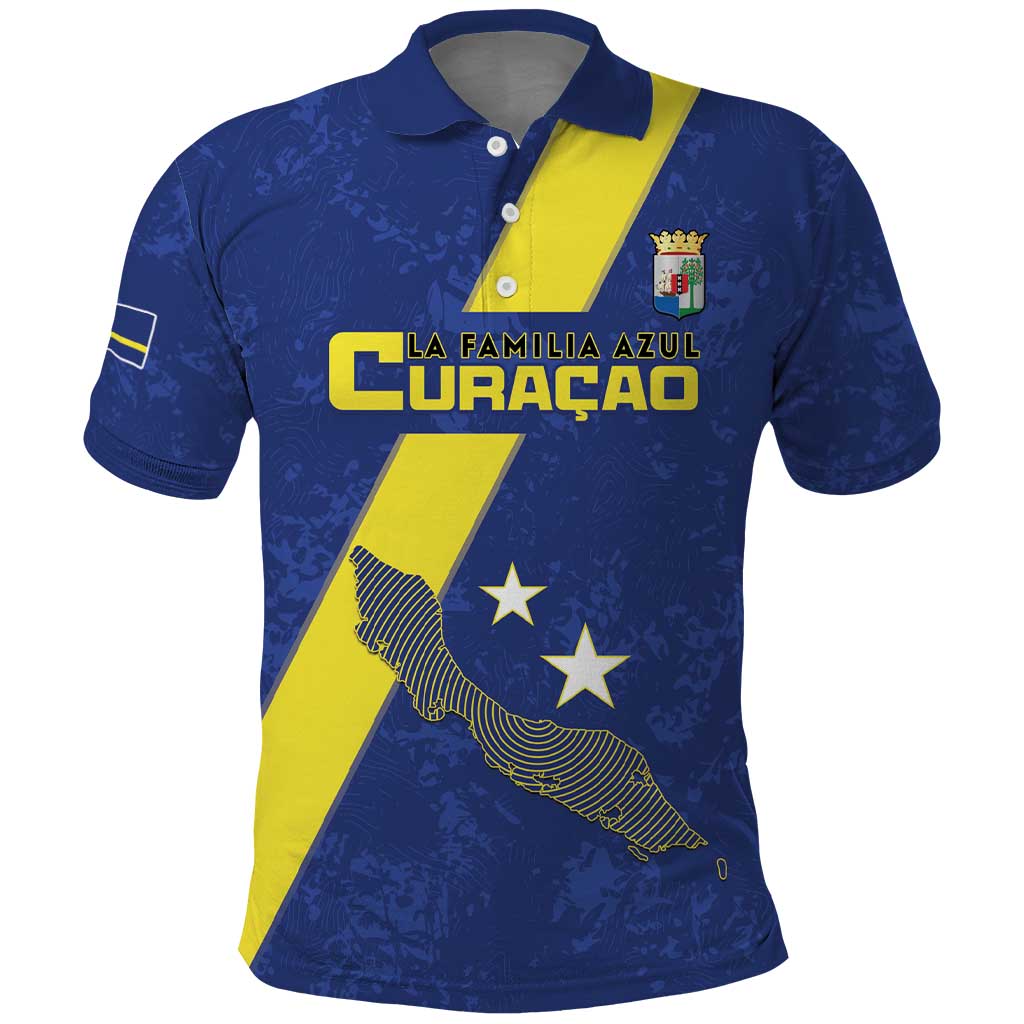 Custom Curacao Football Polo Shirt Go La Familia Azul
