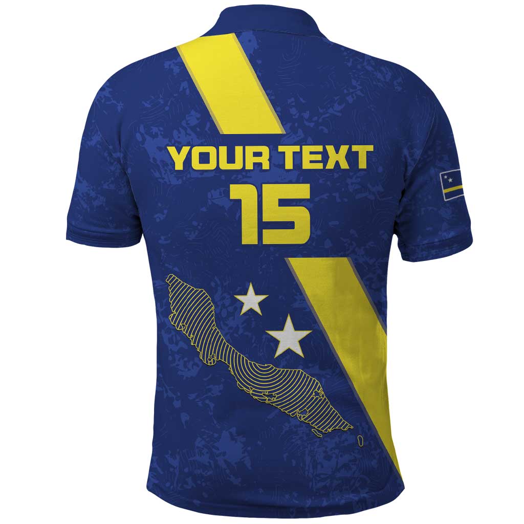 Custom Curacao Football Polo Shirt Go La Familia Azul