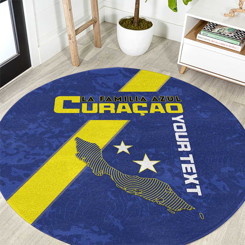 Custom Curacao Football Round Carpet Go La Familia Azul