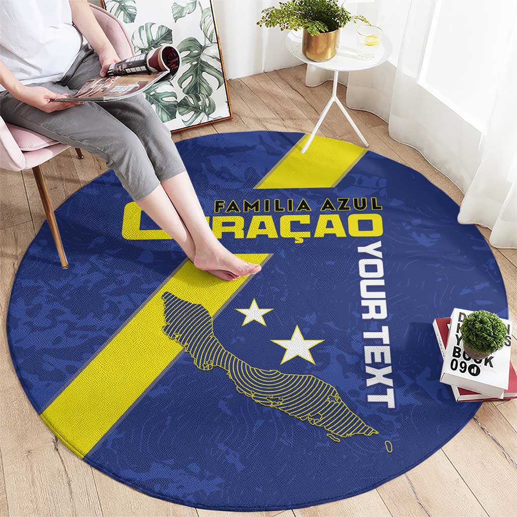 Custom Curacao Football Round Carpet Go La Familia Azul