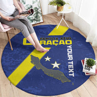 Custom Curacao Football Round Carpet Go La Familia Azul