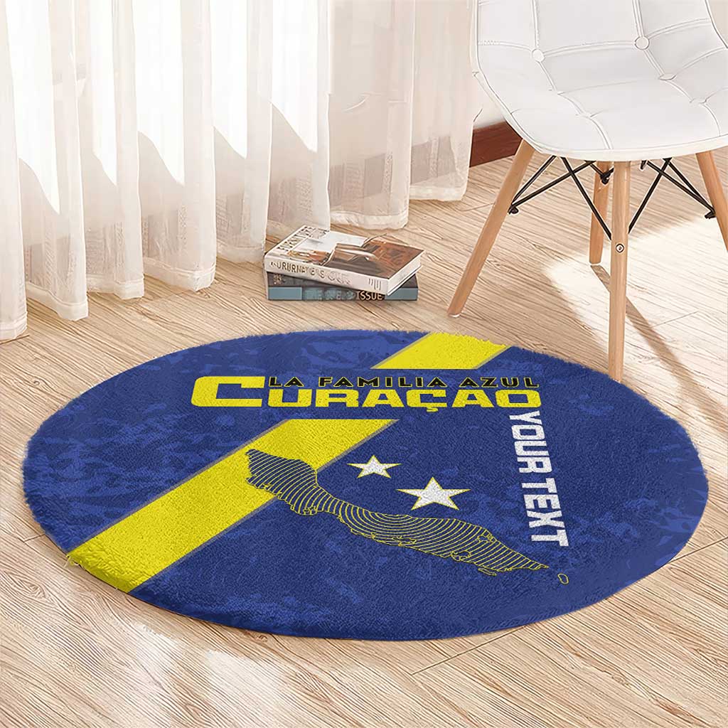 Custom Curacao Football Round Carpet Go La Familia Azul