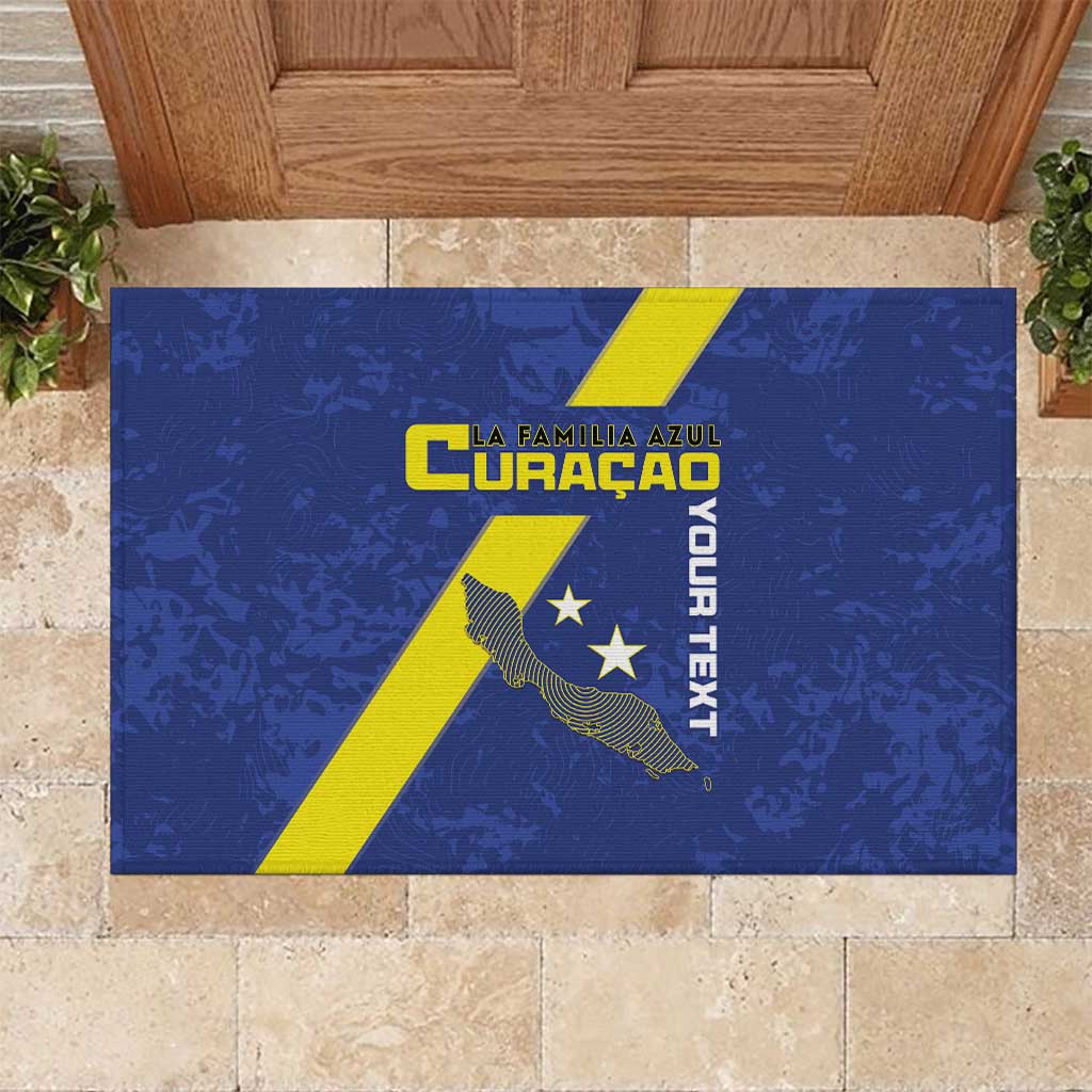 Custom Curacao Football Rubber Doormat Go La Familia Azul