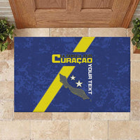 Custom Curacao Football Rubber Doormat Go La Familia Azul
