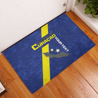 Custom Curacao Football Rubber Doormat Go La Familia Azul
