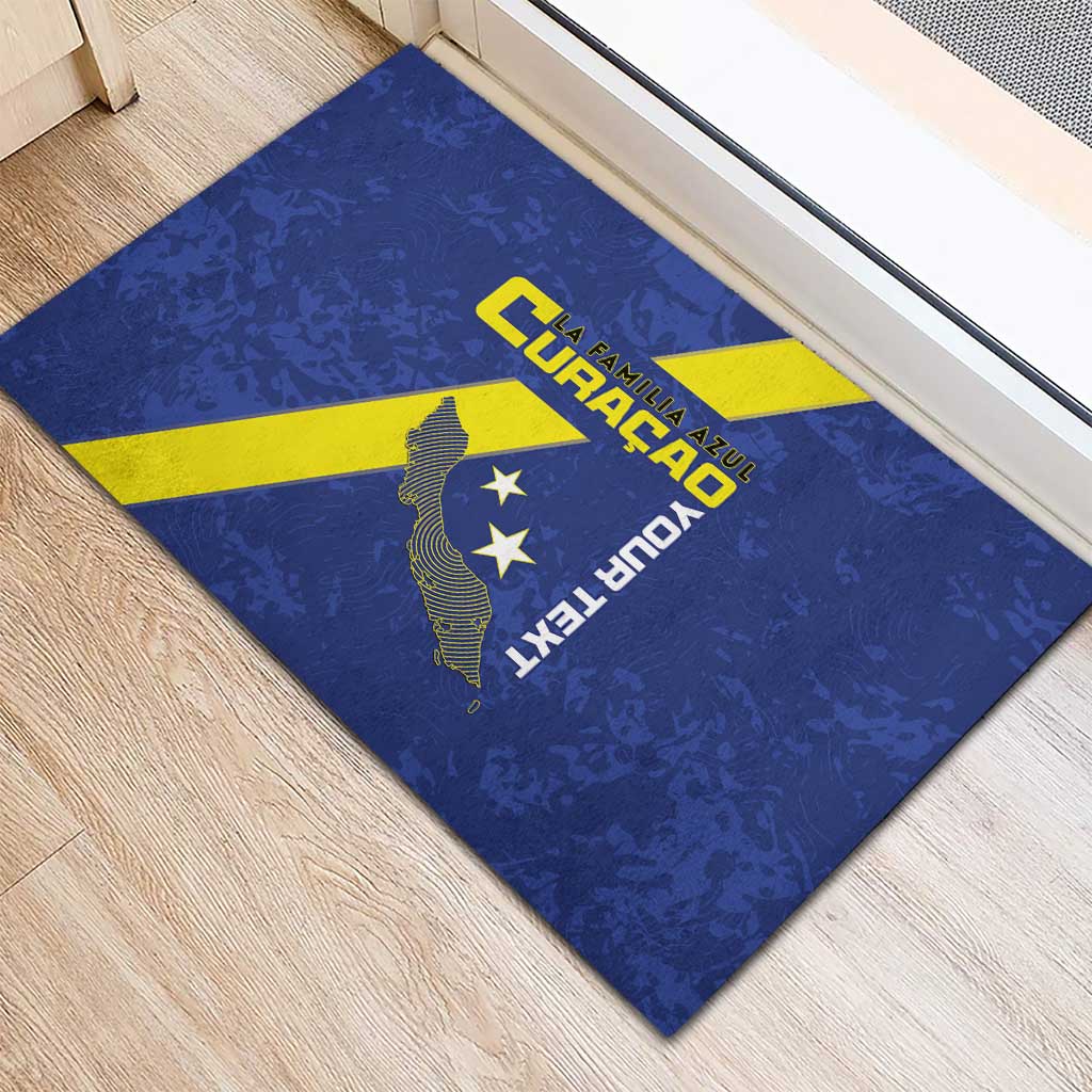 Custom Curacao Football Rubber Doormat Go La Familia Azul