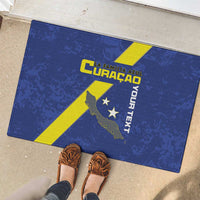 Custom Curacao Football Rubber Doormat Go La Familia Azul