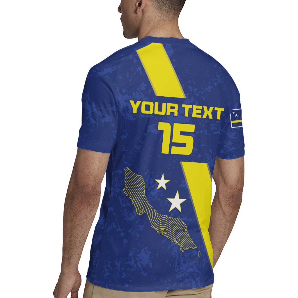 Custom Curacao Football Rugby Jersey Go La Familia Azul