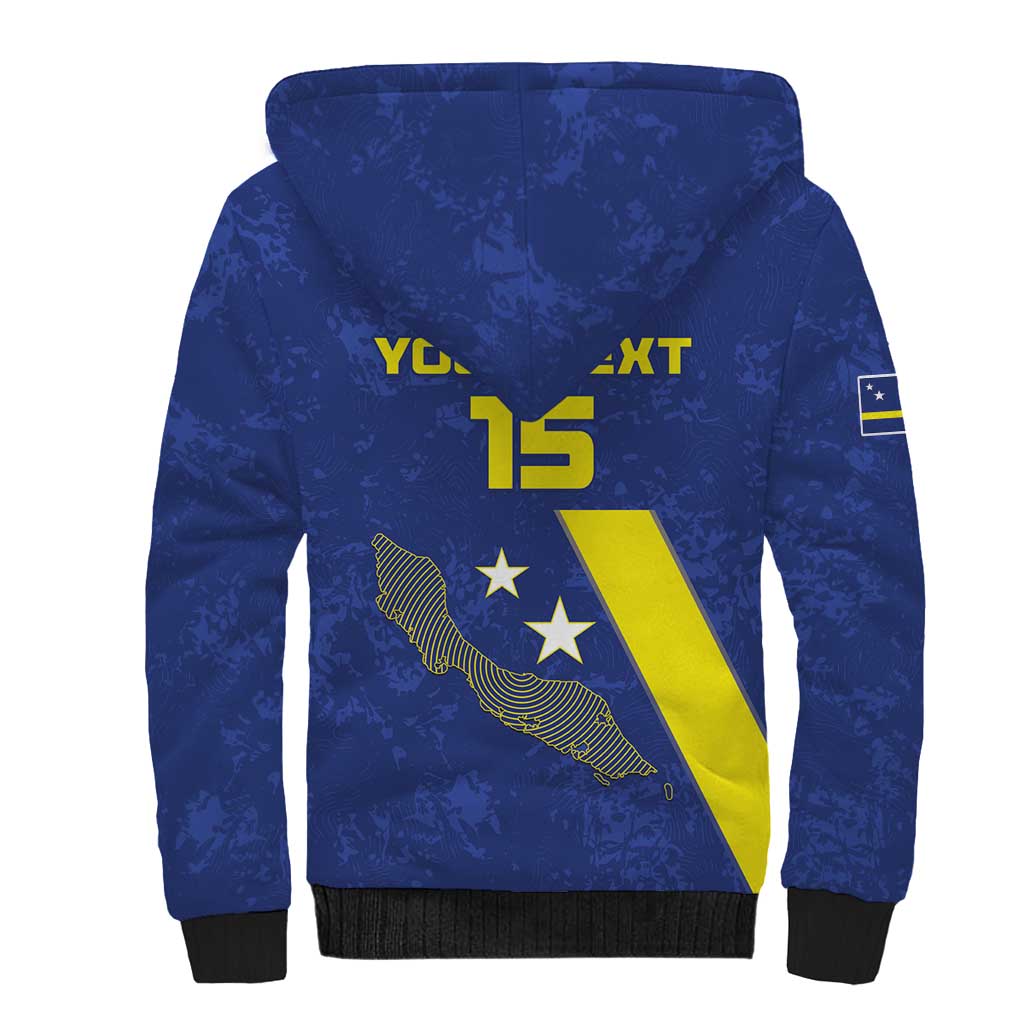 Custom Curacao Football Sherpa Hoodie Go La Familia Azul