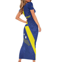 Custom Curacao Football Short Sleeve Bodycon Dress Go La Familia Azul