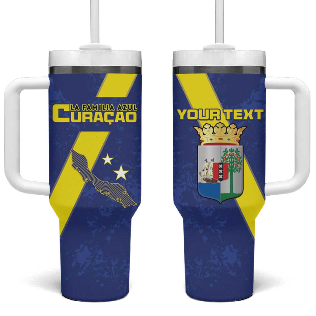 Custom Curacao Football Tumbler With Handle Go La Familia Azul