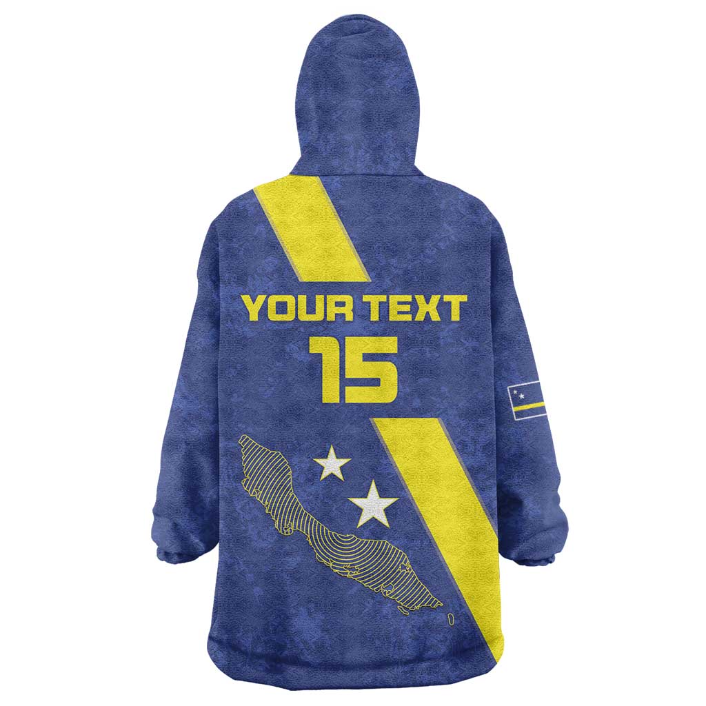 Custom Curacao Football Wearable Blanket Hoodie Go La Familia Azul