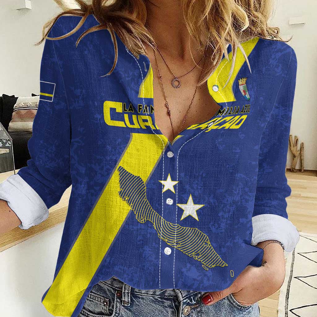 Custom Curacao Football Women Casual Shirt Go La Familia Azul