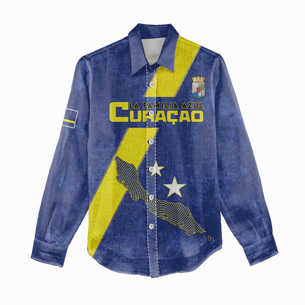 Custom Curacao Football Women Casual Shirt Go La Familia Azul