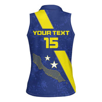 Custom Curacao Football Women Sleeveless Polo Shirt Go La Familia Azul