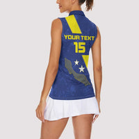 Custom Curacao Football Women Sleeveless Polo Shirt Go La Familia Azul