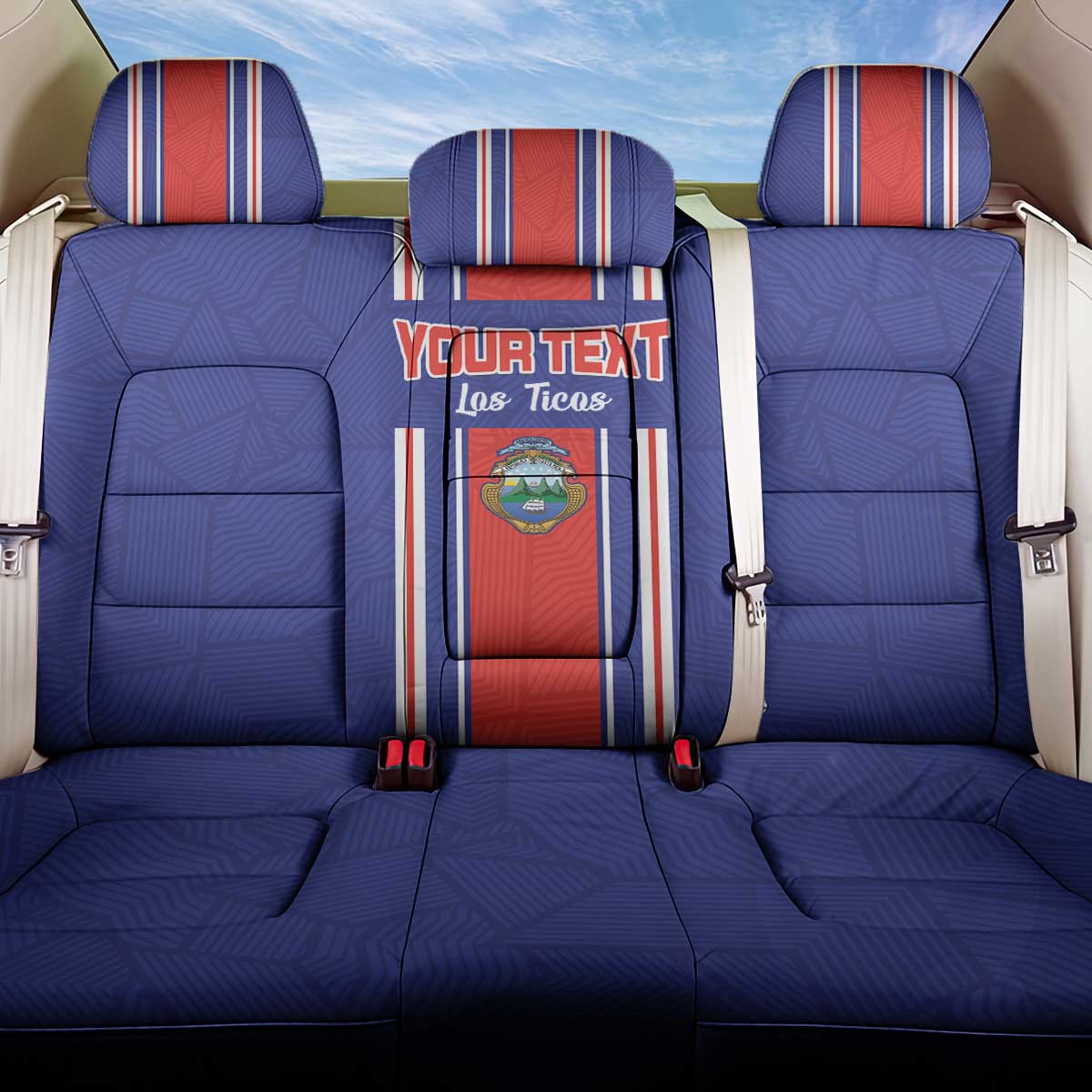 Custom Costa Rica Football Back Car Seat Cover Vamos Ticos!