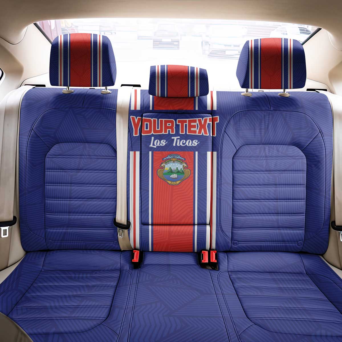 Custom Costa Rica Football Back Car Seat Cover Vamos Ticos!
