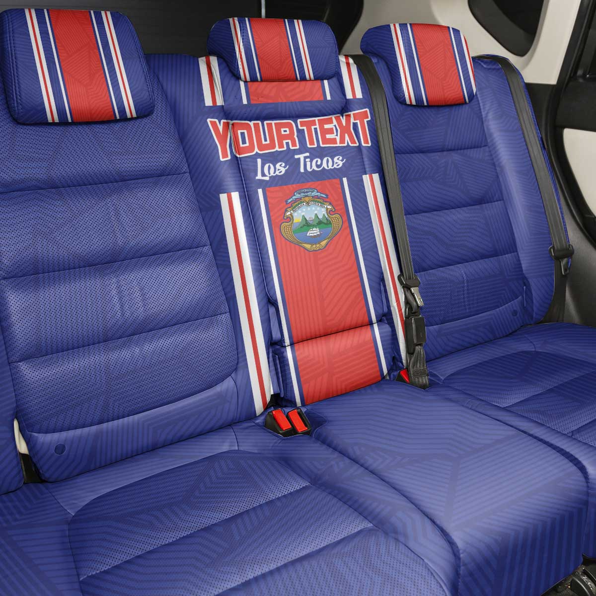 Custom Costa Rica Football Back Car Seat Cover Vamos Ticos!