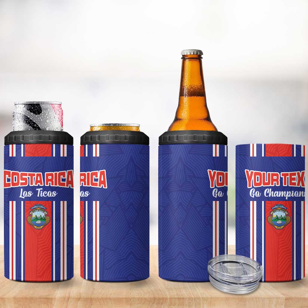 Custom Costa Rica Football 4 in 1 Can Cooler Tumbler Vamos Ticos!