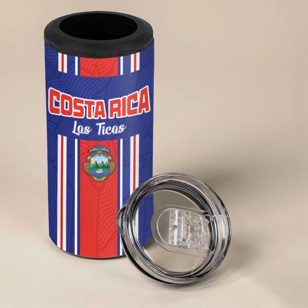 Custom Costa Rica Football 4 in 1 Can Cooler Tumbler Vamos Ticos!