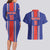Custom Costa Rica Football Couples Matching Long Sleeve Bodycon Dress and Hawaiian Shirt Vamos Ticos!