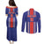 Custom Costa Rica Football Couples Matching Puletasi and Long Sleeve Button Shirt Vamos Ticos!