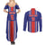 Custom Costa Rica Football Couples Matching Summer Maxi Dress and Long Sleeve Button Shirt Vamos Ticos!