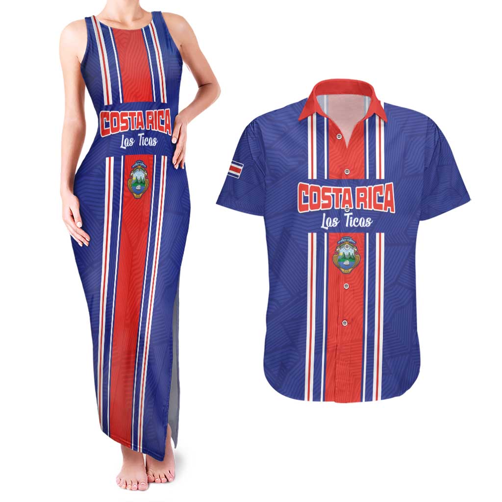 Custom Costa Rica Football Couples Matching Tank Maxi Dress and Hawaiian Shirt Vamos Ticos!