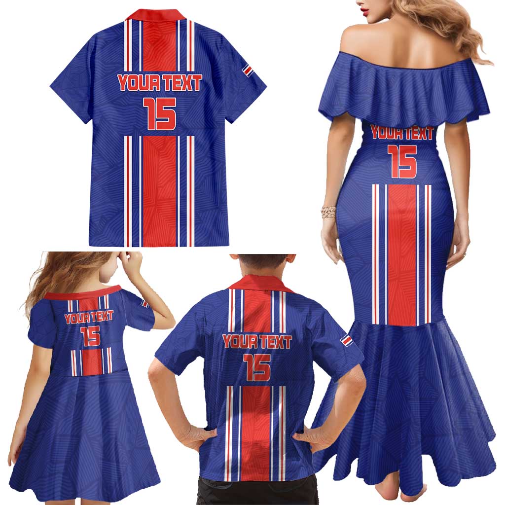 Custom Costa Rica Football Family Matching Mermaid Dress and Hawaiian Shirt Vamos Ticos!