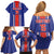 Custom Costa Rica Football Family Matching Off Shoulder Short Dress and Hawaiian Shirt Vamos Ticos!