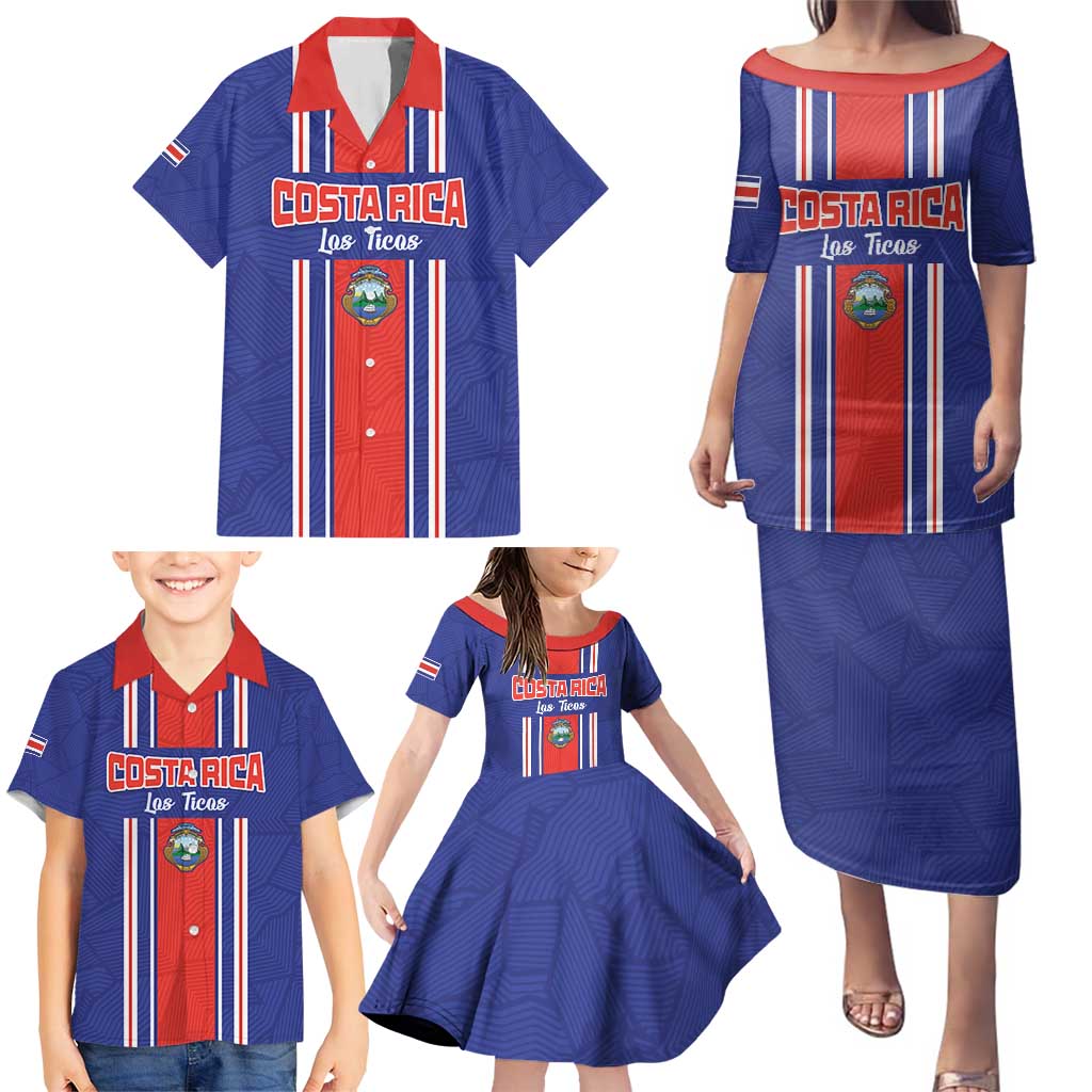Custom Costa Rica Football Family Matching Puletasi and Hawaiian Shirt Vamos Ticos!