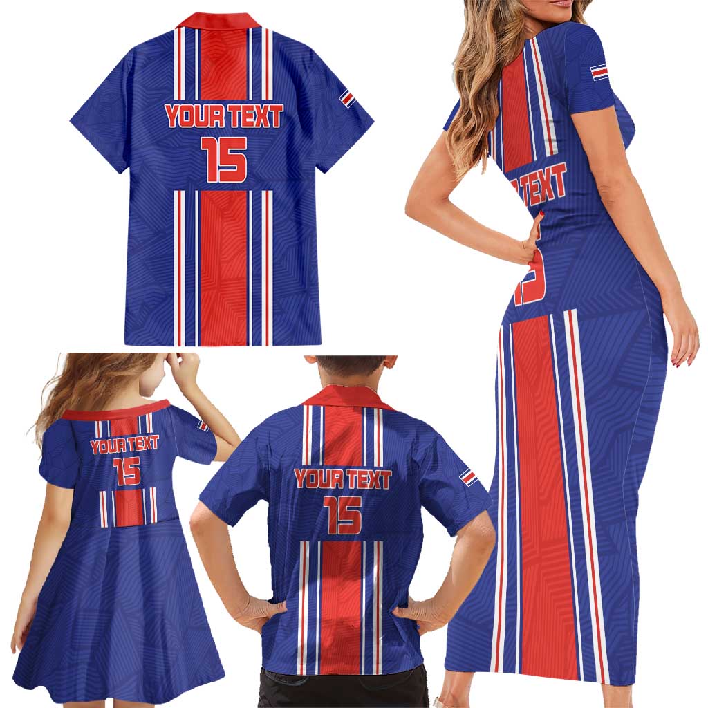 Custom Costa Rica Football Family Matching Short Sleeve Bodycon Dress and Hawaiian Shirt Vamos Ticos!
