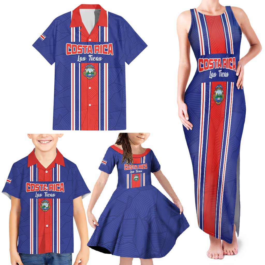 Custom Costa Rica Football Family Matching Tank Maxi Dress and Hawaiian Shirt Vamos Ticos!